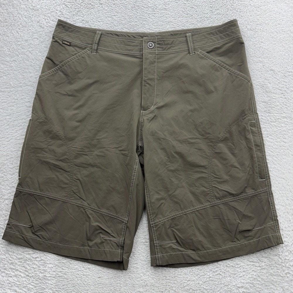Kuhl Renegade Mens 40 Olive Green Hiking Cargo Shorts Stretch Nylon Spandex